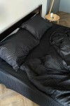 Black striped sateen cotton bedding set All sizes