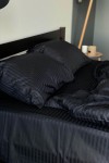 Black striped sateen cotton bedding set All sizes