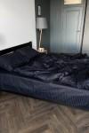 Black striped sateen cotton bedding set All sizes