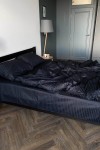 Black striped sateen cotton bedding set All sizes