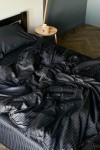 Black striped sateen cotton bedding set All sizes