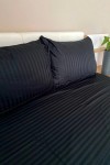 Black striped sateen cotton bedding set All sizes