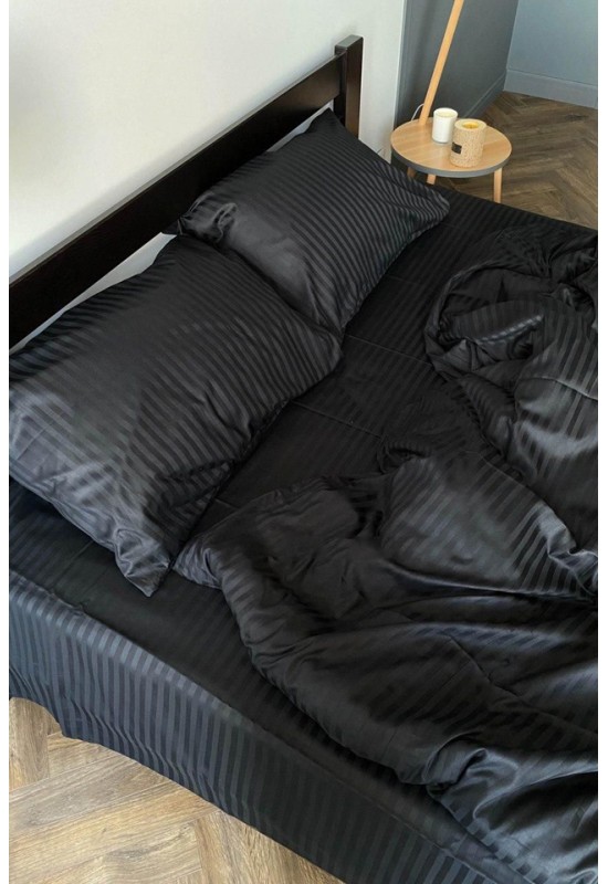 Cotton sateen bedding set 4 pcs in Black