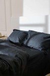 Black striped sateen cotton bedding set All sizes