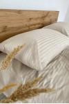 Ecru beige striped sateen cotton bedding All sizes