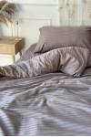 Cold beige striped sateen cotton bedding set 