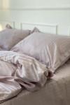 Lilac pink striped sateen cotton bedding set 