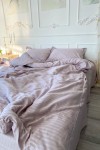 Lilac pink striped sateen cotton bedding set 