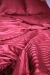 Magenta striped sateen cotton bedding set