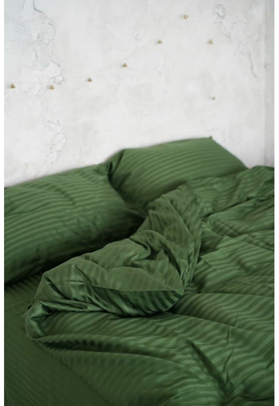 Cotton sateen bedding set 4 pcs in Moss green