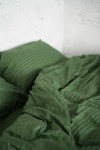 Moss green striped sateen cotton bedding set 