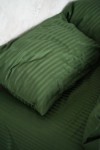 Moss green striped sateen cotton bedding set 