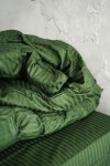 Moss green striped sateen cotton bedding set 