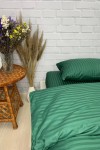 Green striped sateen cotton bedding set All sizes