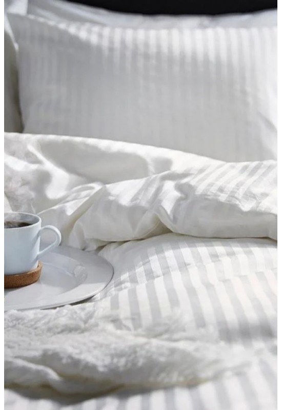 Sateen cotton bedding set in white Various sizes