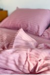 Pink striped sateen cotton bedding set All sizes