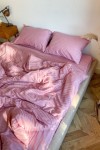 Pink striped sateen cotton bedding set All sizes