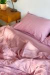 Pink striped sateen cotton bedding set All sizes