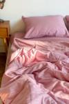 Pink striped sateen cotton bedding set All sizes