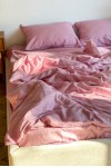 Pink striped sateen cotton bedding set All sizes