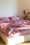 Pink striped sateen cotton bedding set All sizes