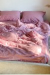 Pink striped sateen cotton bedding set All sizes