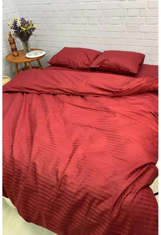 Cotton sateen bedding set 4 pcs in Red wine