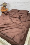 Dark brown striped sateen cotton bedding All sizes