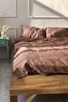 Dark brown striped sateen cotton bedding All sizes