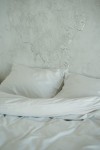 Off-white(ivory) striped sateen cotton bedding set