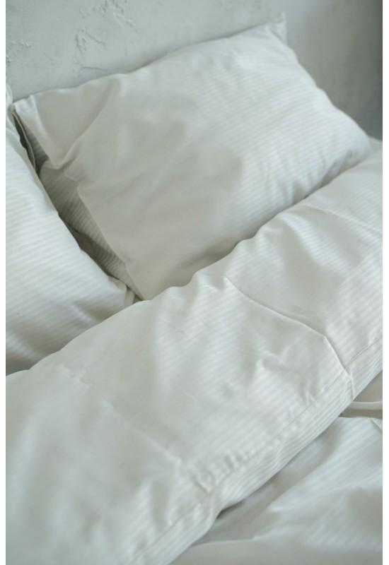Off-white(ivory) striped sateen cotton bedding set