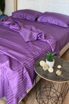 Purple striped sateen cotton bedding set All sizes