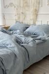 Cotton sateen bedding set 4 pcs in Gray blue