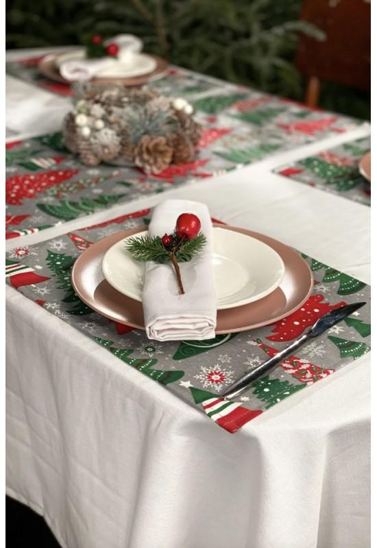 Cotton table placemats 2 pcs Christmas trees