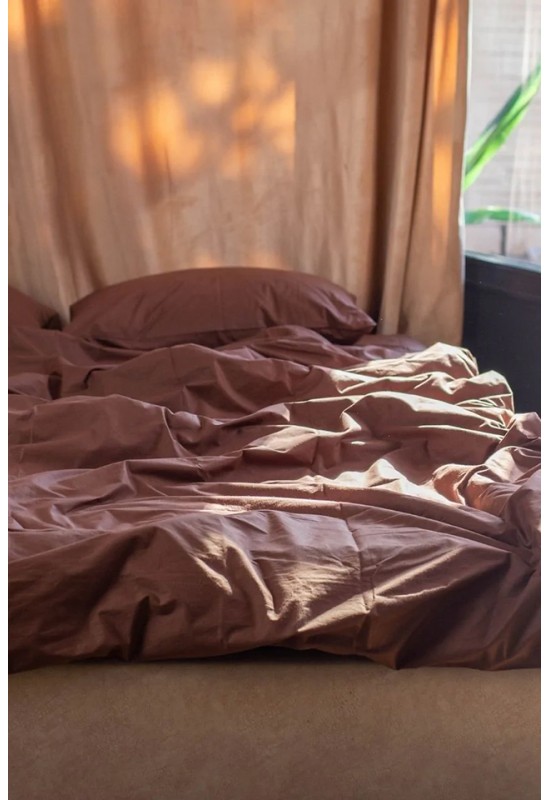 Brown cotton bedding set