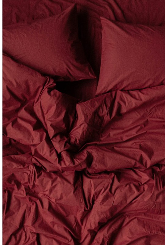 Cotton bedding set 4 pcs in Red wine