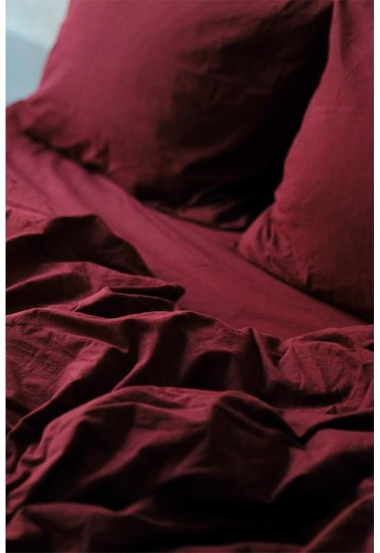 Cotton bedding set 4 pcs in Red wine