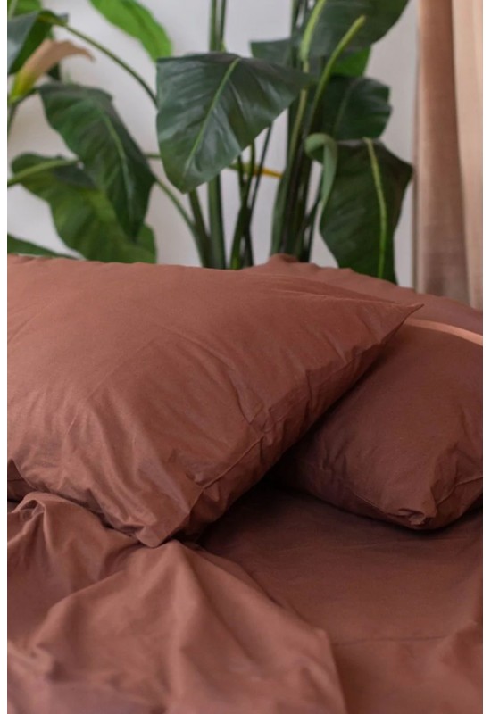 Brown cotton bedding set