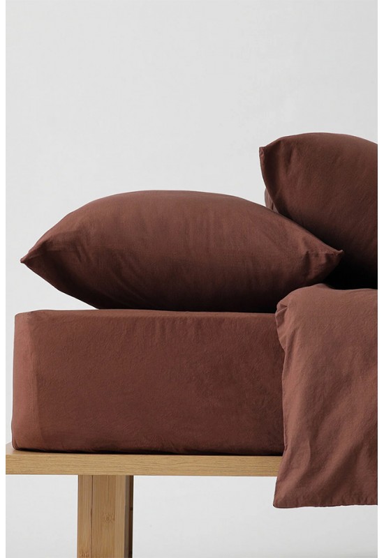 Brown cotton bedding set