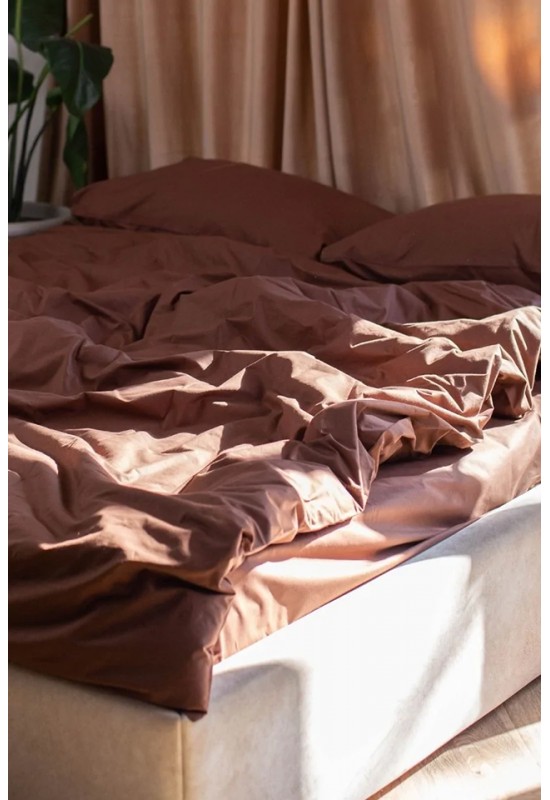 Brown cotton bedding set