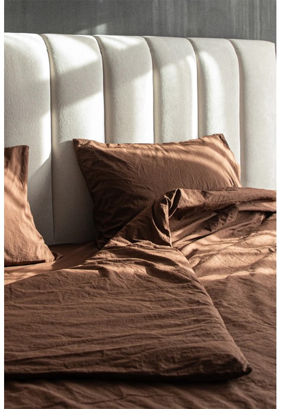 Cotton bedding set 4 pcs in Brown