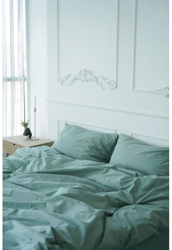 Cotton bedding set 4 pcs in Dusty mint