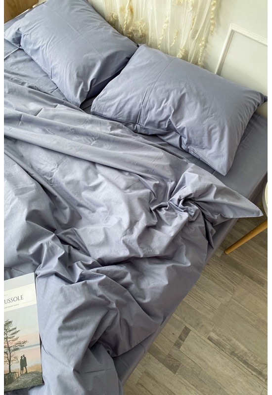 Gray blue cotton bedding set