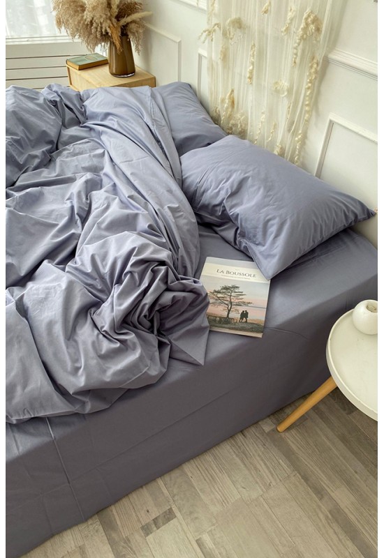 Gray blue cotton bedding set