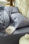 Gray blue cotton bedding set