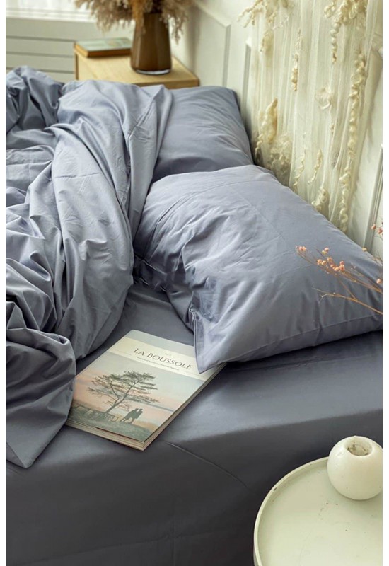 Gray blue cotton bedding set