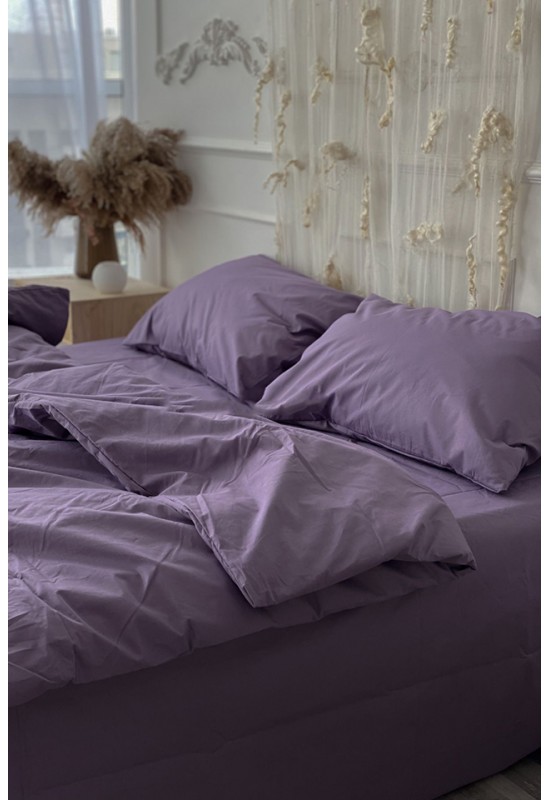 Cotton bedding set 4 pcs in Eggplant