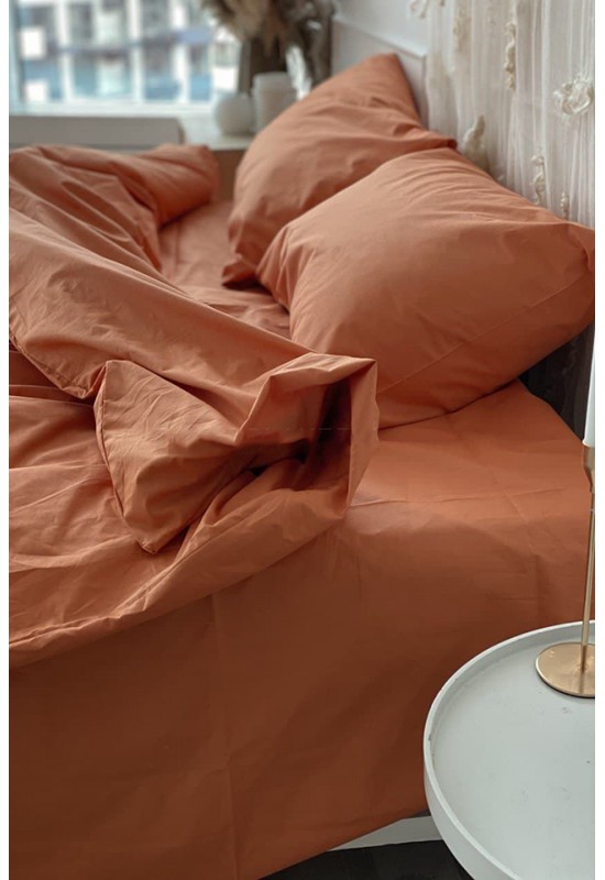 Cotton bedding set in Burnt orange