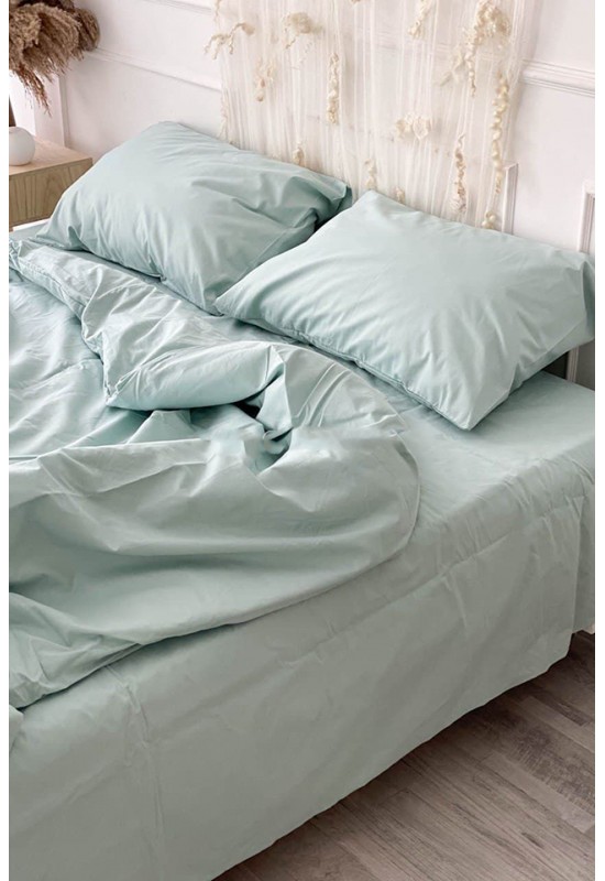 Sage green cotton bedding set