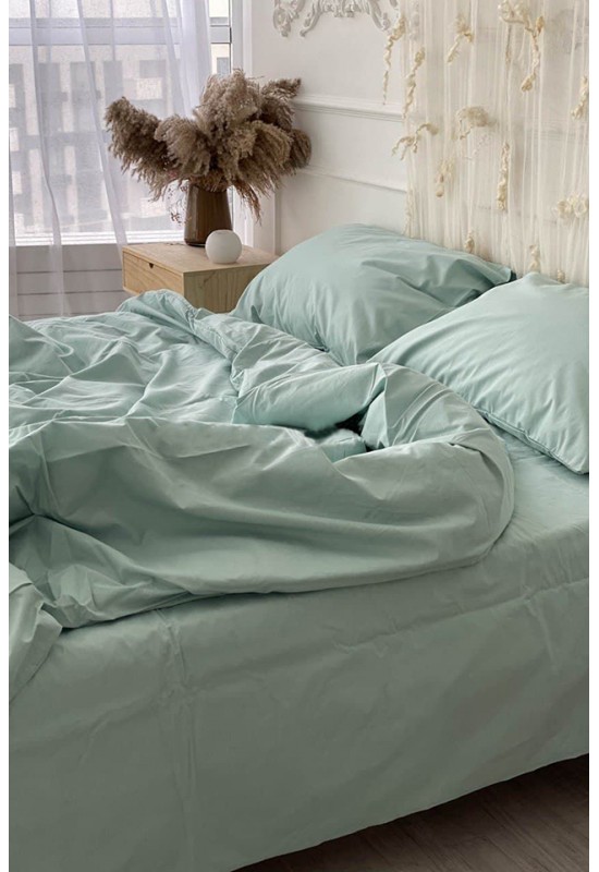 Sage green cotton bedding set